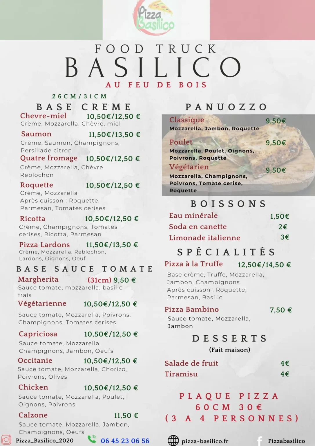 Menu du food-truck